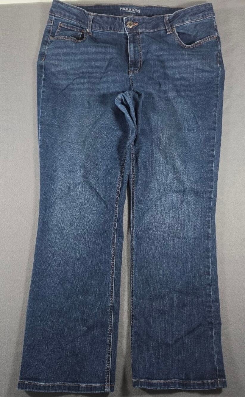 Maurices Women's 20W Reg Mid Rise Straight Leg Blue Denim Jeans Stretch Med Wash